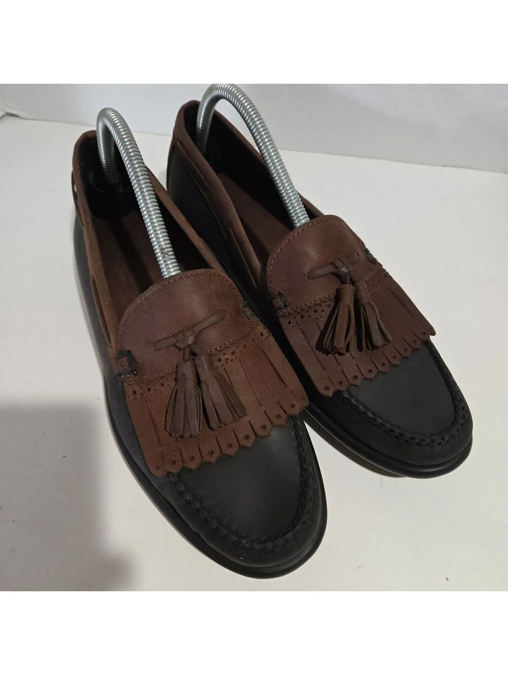 GH Bass Kiltie Leather Tassel Loafer Black & Brown Shoes Men's Size 10 M